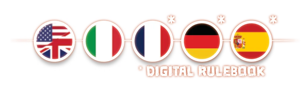 Available in English, Italian, French, German and Spanish. French, German and Spanish with digital rulebook.